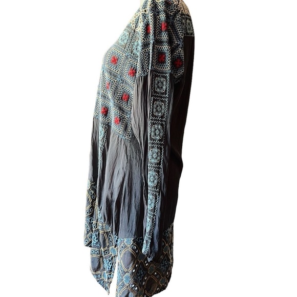 JOHNNY WAS GRAY VNECK LONG SLEEVES PULLOVER DRESS/TUNIC SIZE MEDIUM - Picture 3 of 13